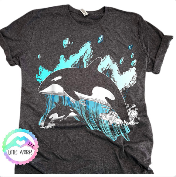 Splashing Orcas